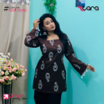TaRa Women's Premium Cotton Hand Block Printed Butterfly Kurti - Coffee - Image 3