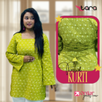 TaRa Women's Premium Cotton Hand Block Printed Butterfly Kurti - Parrot