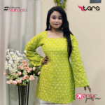 TaRa Women's Premium Cotton Hand Block Printed Butterfly Kurti - Parrot - Image 4
