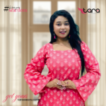 TaRa Women's Premium Cotton Hand Block Printed Butterfly Kurti - Pink