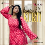 TaRa Women's Premium Cotton Hand Block Printed Butterfly Kurti - Pink - Image 4