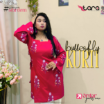 TaRa Women's Premium Cotton Hand Block Printed Butterfly Kurti - Maroon - Image 4