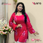 TaRa Women's Premium Cotton Hand Block Printed Butterfly Kurti - Maroon
