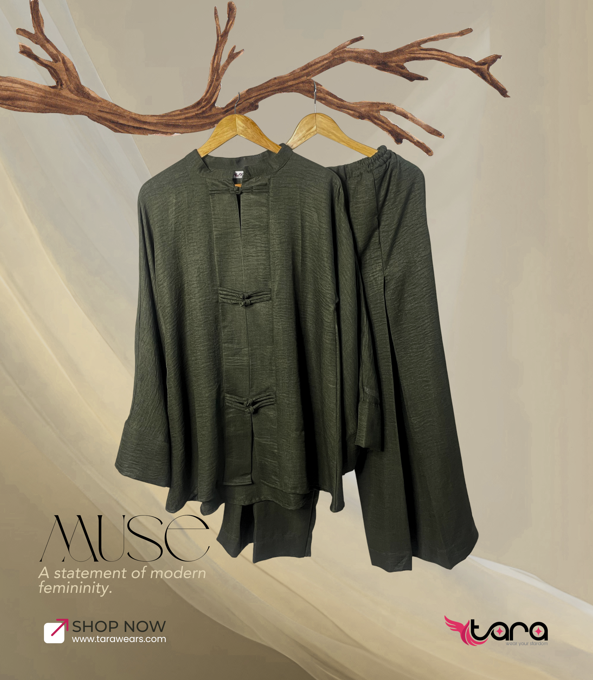 Muse Co-ord Set-Dark green | A statement of modern femininity.