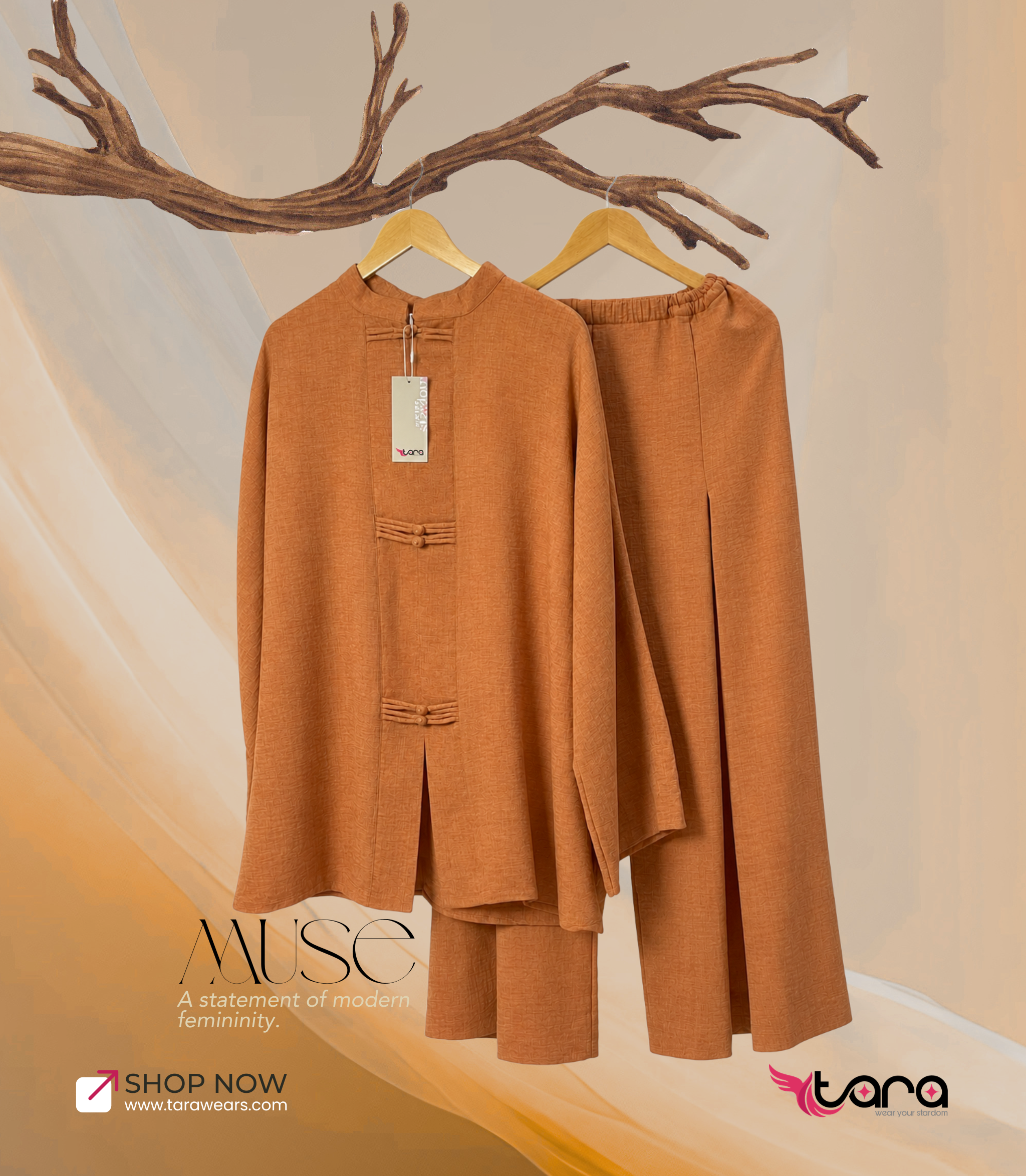 Muse Co-ord Set-Caramel Brown | A statement of modern femininity.