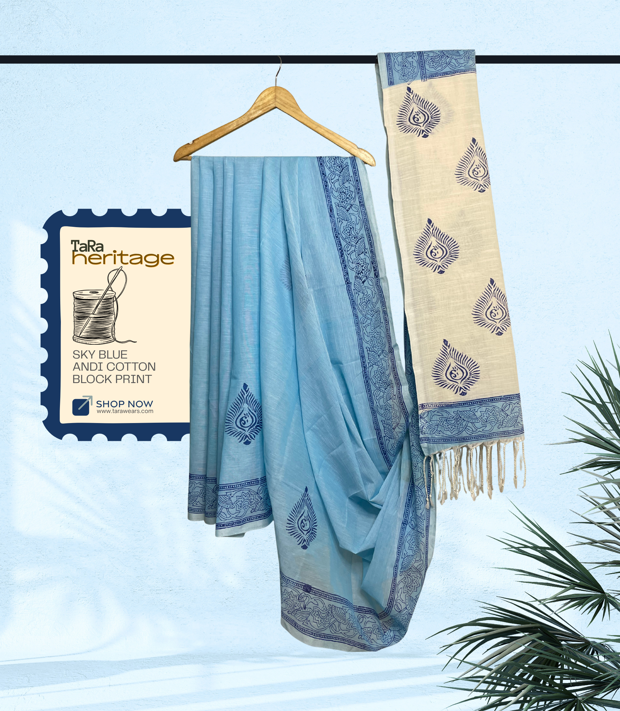 TaRa Heritage | Block Printed Saree — Neelanjana